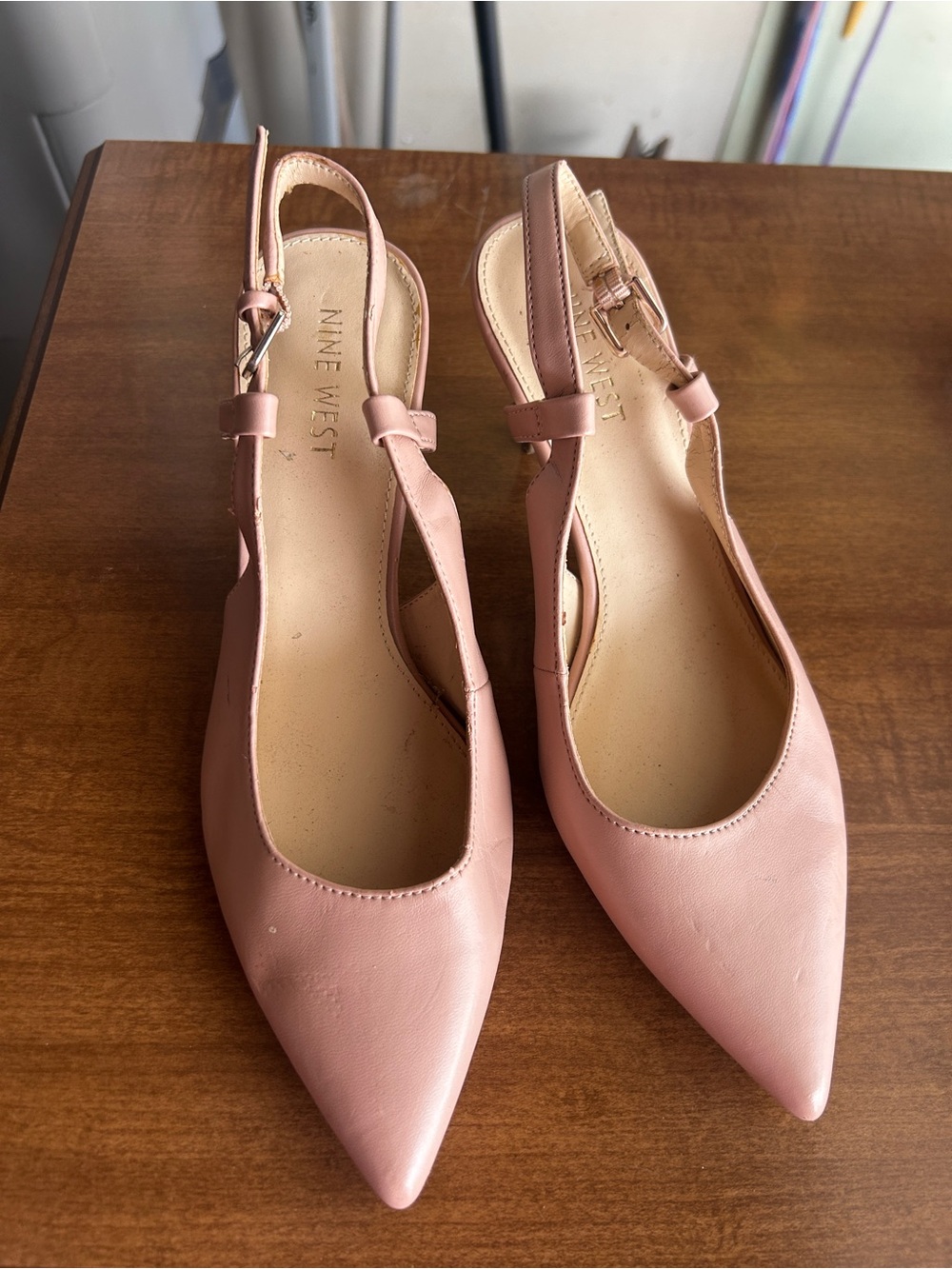 Nine West Blush Pink Pointed Slingback Flats